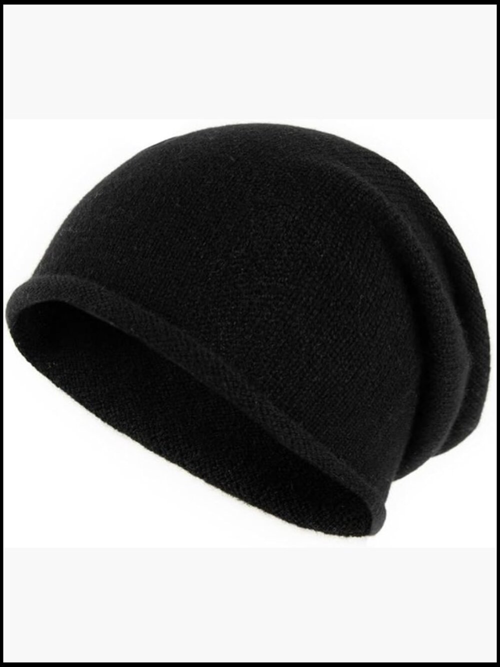100% Cashmere Slouchy Beanie Hat for Women, Knitted Ladies Soft Warm Cashmere
